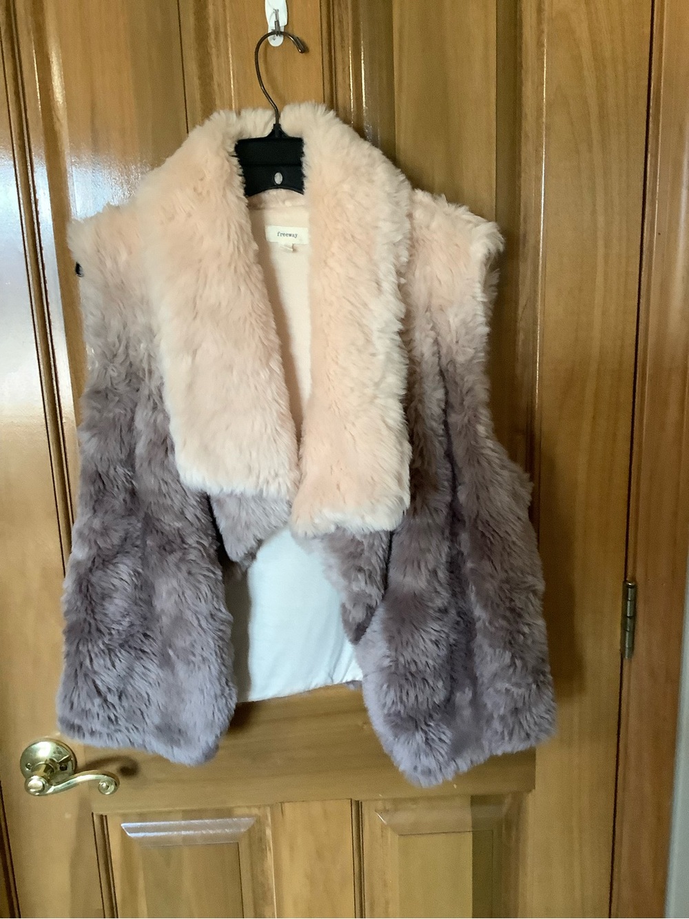 Freeway Blush and Taupe Faux Fur Ombre Shawl Collar Vest